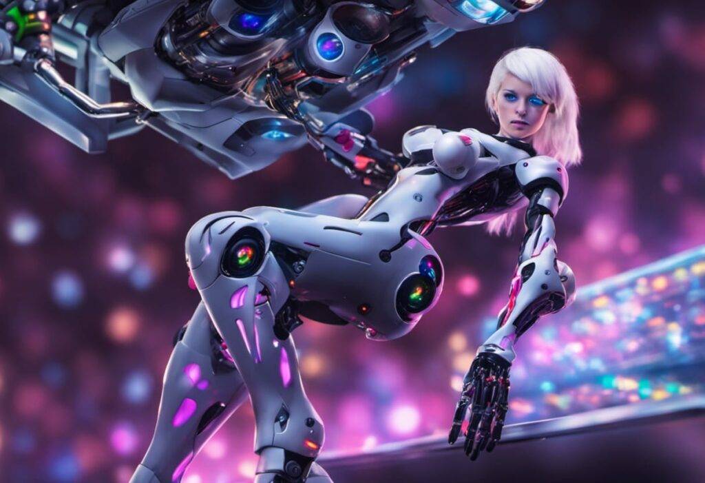 future robot svelte fit healthy girl colorful eyes