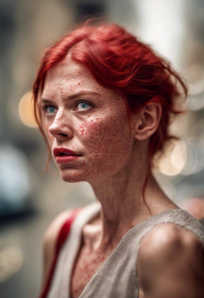 puzzled red-faced woman skin