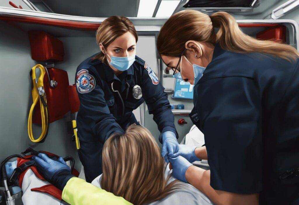 EMS Paramedic emt woman emergency ambulance