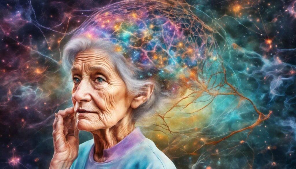 elderly woman worries alzheimers risk mind breaking escaping brain