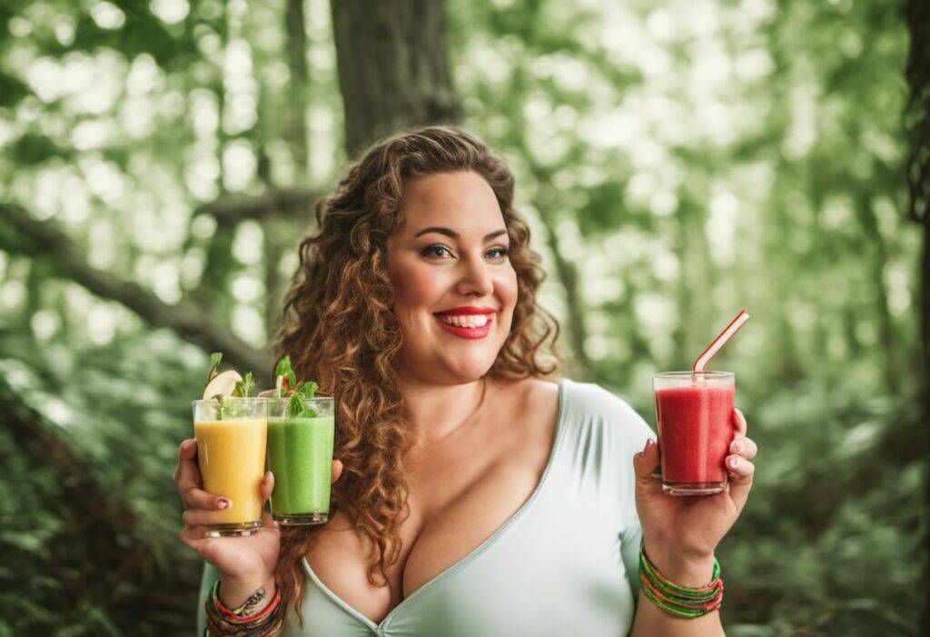 full-figured full body smile women smoothies red smoothie green glass glass woods