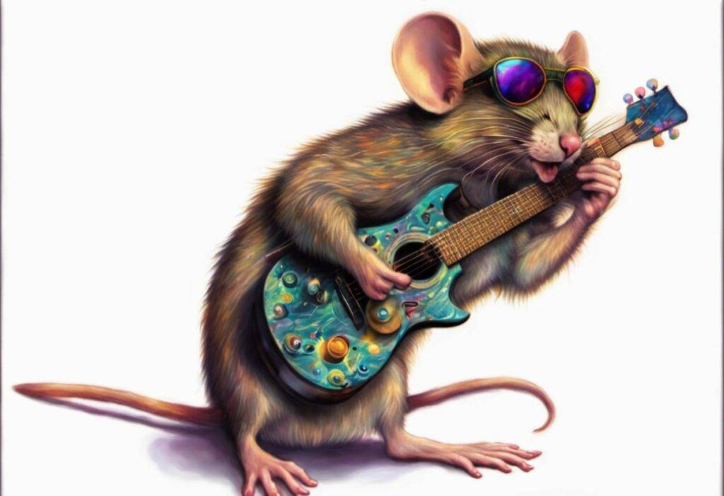 sunglasses singing mouse microphone and guitar