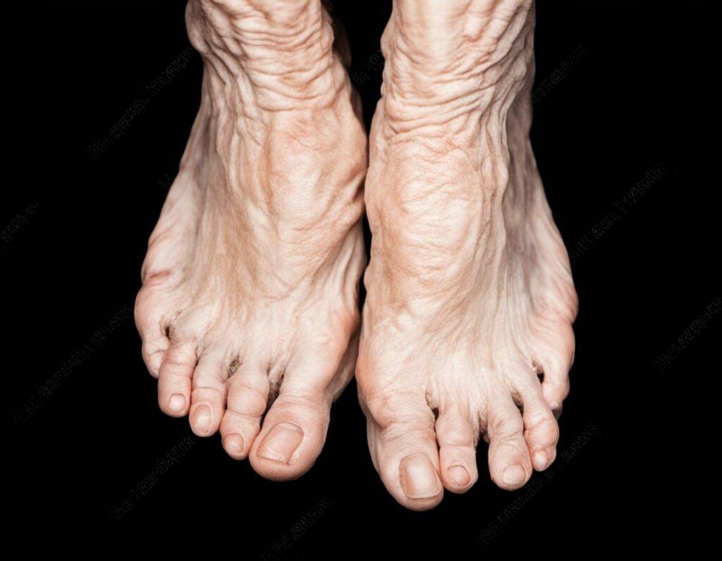 two feet with severe osteoarthritis condition
