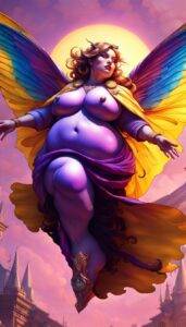 Colorful winged immodest flying lady purple belly #FLD #HealthReport #WeightLoss