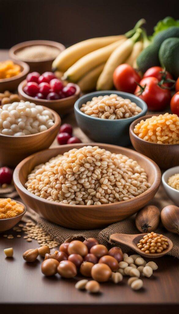 High-Fiber Foods on a Table #LowerCholesterolNaturally #LowerCholesterolNaturally #CholesterolHealthTips #Hypercholesterolemia #Semaglutide #WeightLoss