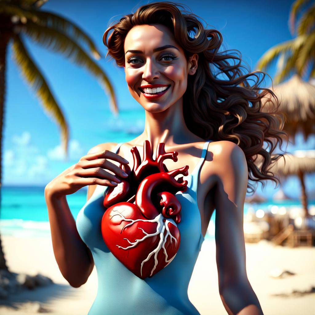 Beach model displaying a somewhat authentic genuine Cardio pump #CVD #CVDawareness #HeartFailure #HeartDisease #HealthyHeart #WeightLoss