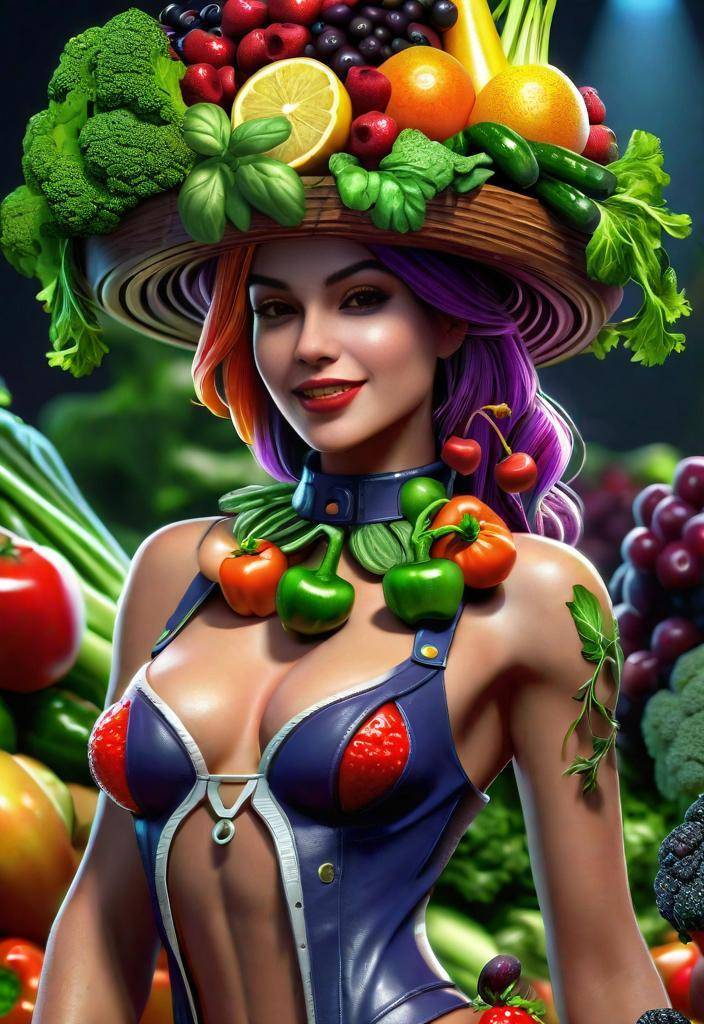 Smiling Woman Dressed in Fruits and Vegetables #CVD #CVDawareness #HeartFailure #HeartDisease #HealthyHeart #WeightLoss